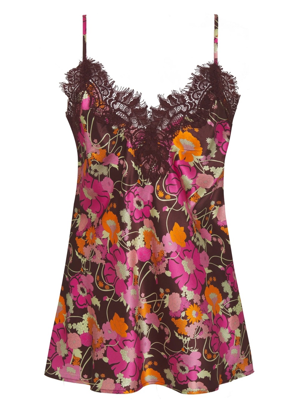 Gold Hawk Luxury Silk Cami In Miami Floral w/Top Lace Detail $220 MSRP
